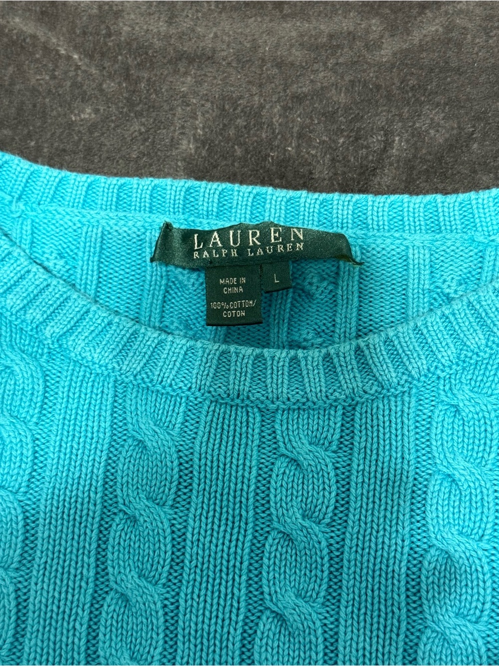 Ralph Lauren Cable-Knit Crewneck Sweater - Turquoise Blue - Picture 3 of 6